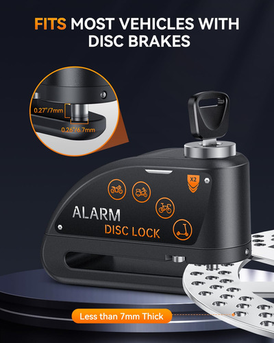 Candado De Disco Con Alarma Para Motocicleta Antirrobo Negro Color