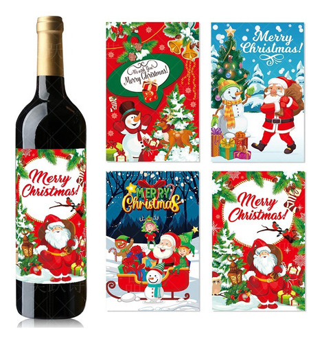 Adhesivos Navideños Para Botellas De Vino [u]