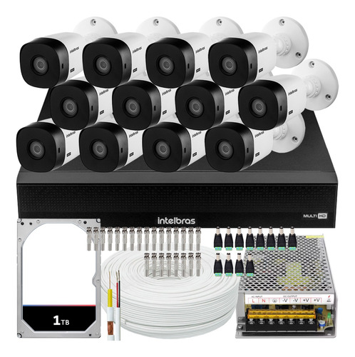 Kit Cftv Monitoramento 12 Cameras Intelbras Dvr 1016-c 1 Tb