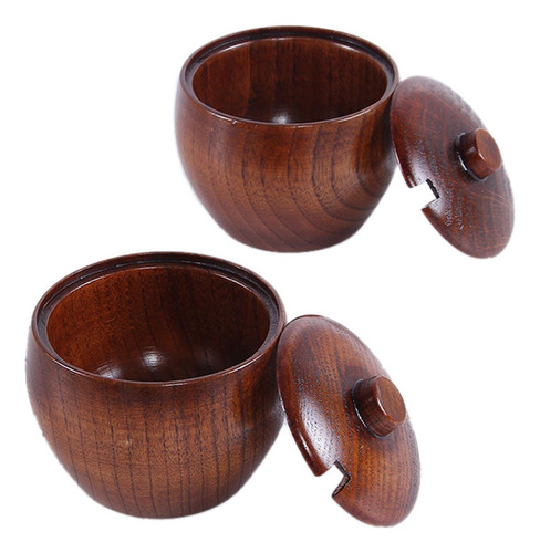 Juego De 2 Tarros De Madera Maciza Para Especias, Azucarero,