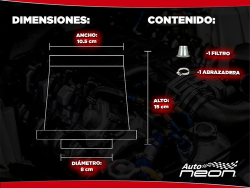 Imagen 6 de 8 de Filtro De Aire Cromado Por Dentro Y Por Fuera