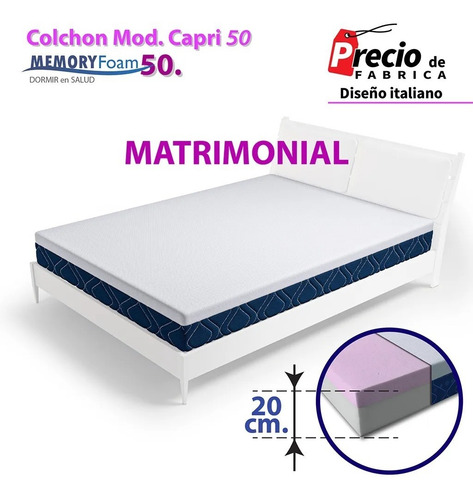 Colchón Con Memory Foam Gel - Capri 20cm Matrimonial