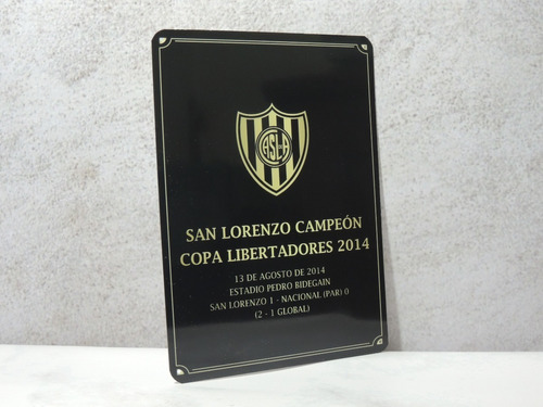 Chapa San Lorenzo Campeón 15x20 Cm Copa Libertadores 2014