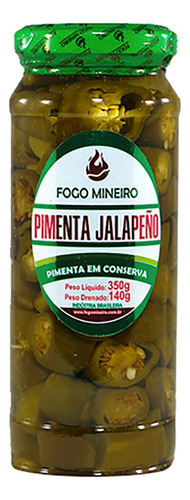 Pimenta Jalapeño Verde Em Rodelas 350g Conserva Fogo Mineiro