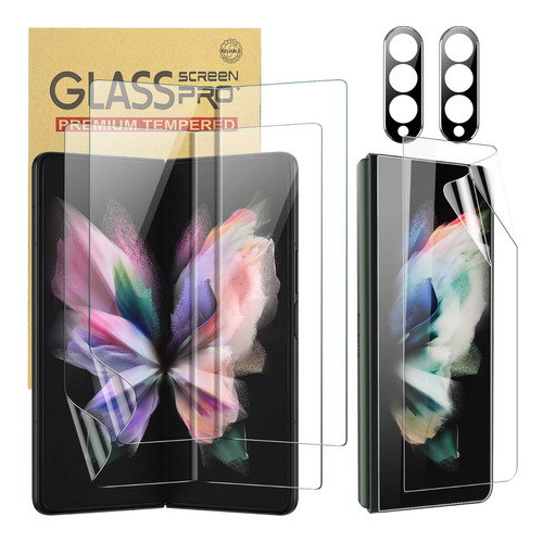 2 Uds Hidrogel Mica+2x Protectores Lentes Para Galaxy Fold 3