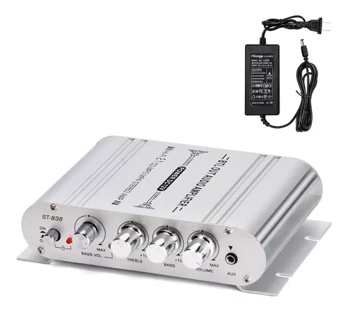 Facmogu ST-838 Amplificador de subwoofer estéreo de alta fidelidad de 2.1  canales, RMS 20Wx2+40W Mini amplificador de potencia de audio digital para