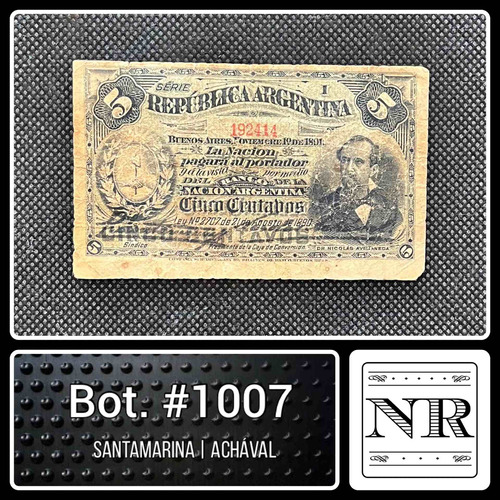 Argentina - 5 Centavos - Año 1894 - Bot. #1007 - S | A