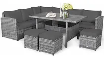 Comprar Juego De Muebles Para Exterior Con Otomanos 7 Piezas Gris