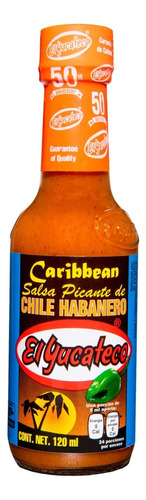 Salsa Picante Caribbean De Chile Habanero El Yucateco 120 Ml