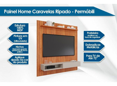 Home P/tv Até 72 Pol Caravelas C/bancada E Prateleira Ripado