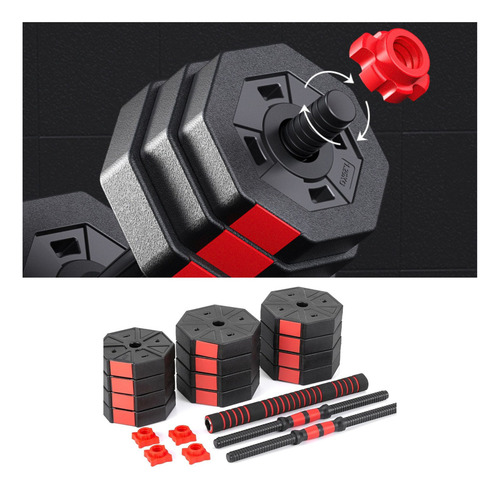 Set Mancuernas 20 Kg Barra Ajustables 2 En 1