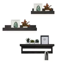 Comprar Kit 2 Repisas 1 Perchero Biblioteca Especiero Madera Colores Color Negro