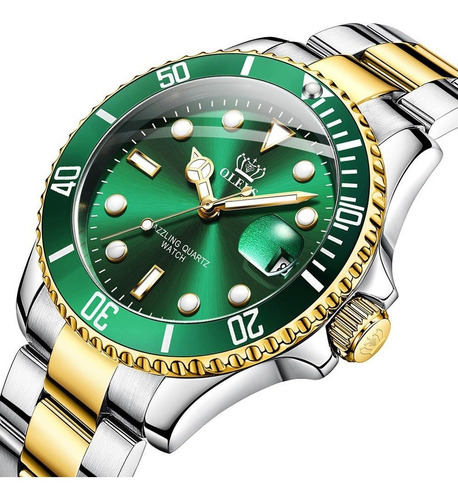 Olevs Luxury Reloj Hombre Marca Verde Impermeable Cuarzo Dep