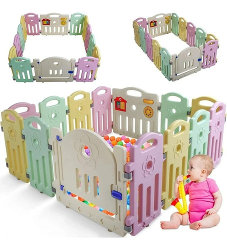 Corral De Plástico Para Bebés Y Niños Playpen 14 Paneles