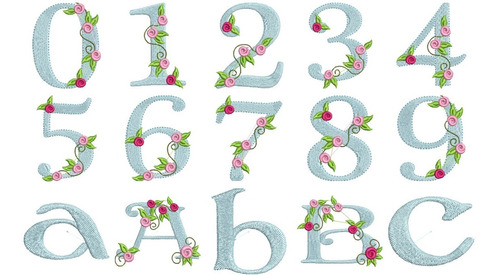 Diseño De Matrices P/ Bordar  Alfabeto Letras Con Flores