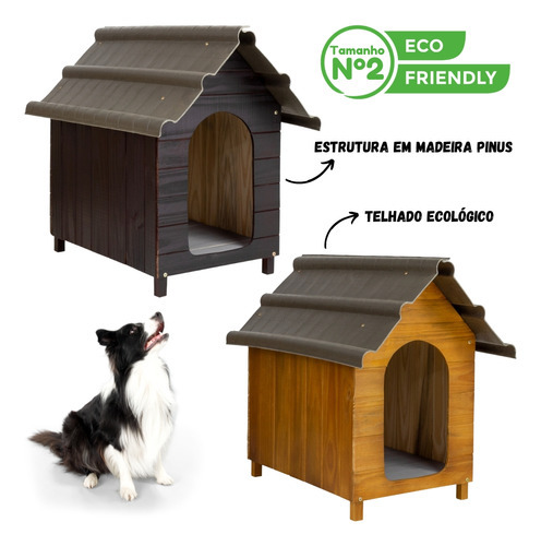 Casinha Casa De Madeira Pet Para Cachorro Cães Ecológico N2