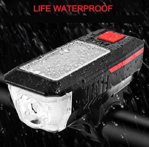 Imagen 8 de 10 de Luz Led Solar Recargable Para Bicicleta Con Bocina Stgo.