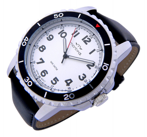 Reloj Montreal Hombre Ml1804 Caja Metal Malla Cuero Sint.