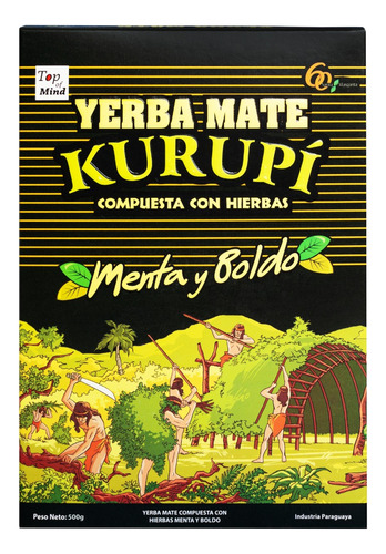 Pack 12 Und 500gr Yerba Mate Kurupi Menta Boldo