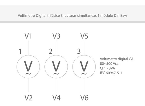 Imagen 5 de 9 de Voltimetro Digital Trifasico Rojo 3 Lecturas 1 Modulo Din