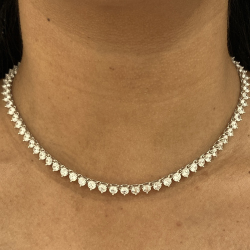 Colar Riviera 4mm Fecho Gaveta 3 Garras Prata 925 Eternal