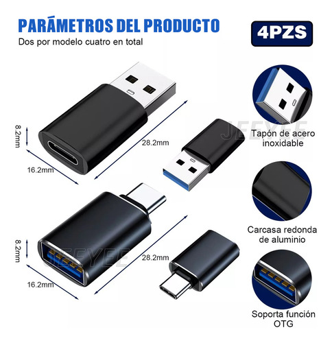 4 Piezas Adaptador Otg Usb Tipo C A Usb 3.0 5gbps