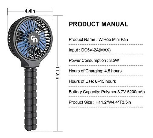 Ventilador Portátil De Cochecito Wihoo Con Trípode Flexible