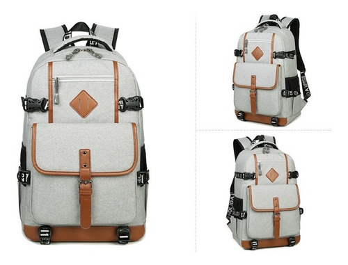 Mochila Escolar Feminina Resistente Para Notebook 15,6 35l Cor Cinza