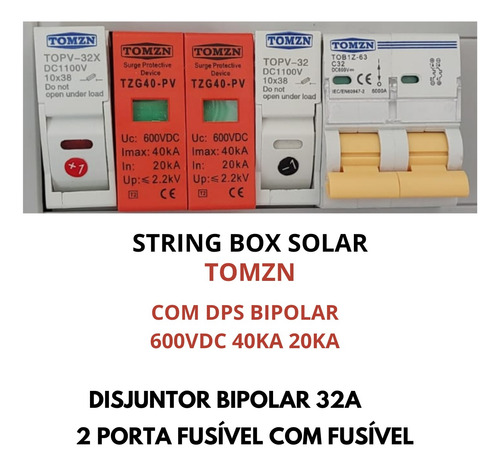 Quadro Stringbox Solar Tomzn 1 Entrada 1 Saída C/ Disjuntor