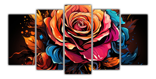Cinco Canvas Abstractos Botánico Gama De Colores 100x50cm