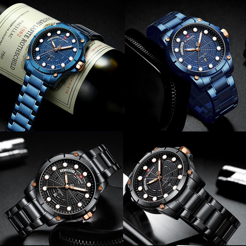 Naviforce Nf9152 Homens Marca Relógio De Quartzo Luminoso M