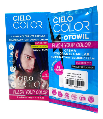 Otowil Cielo Color Crema Colorante Capilar X 6 Sobres Tono Azul