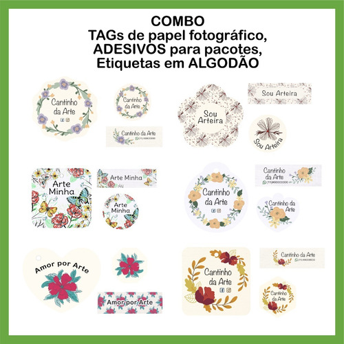 160 Etiquetas Tecido + 160 Tags Fotográficas + 160 Adesivos
