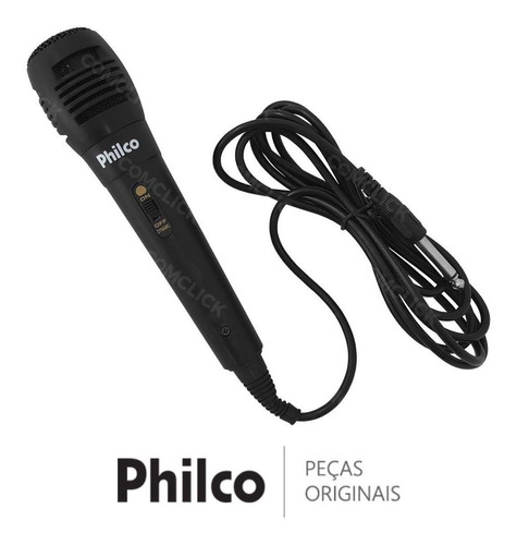 Microfone Preto Com Fio Philco Ph400 Ph400n Mini System