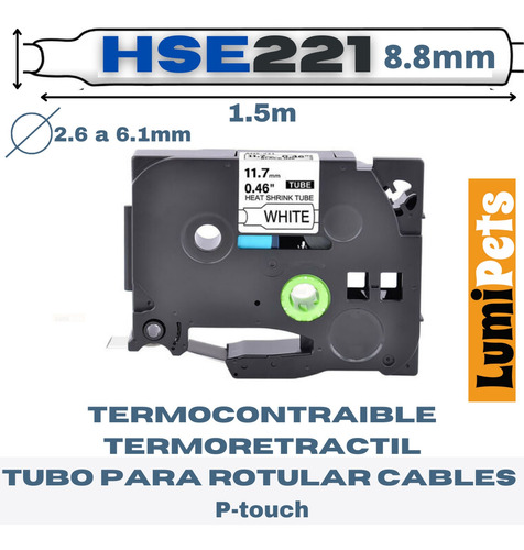 Cinta Termocontraible Hse-221 Alternativa Brother | 8.8 Mm |