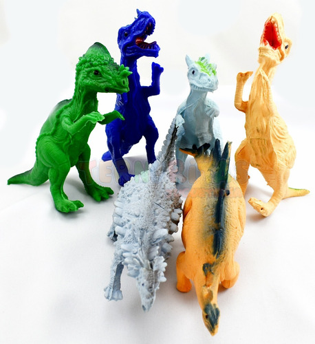 Set Dinosaurio Goma Muñeco X6 Juguete Infantil Dino Color Ca
