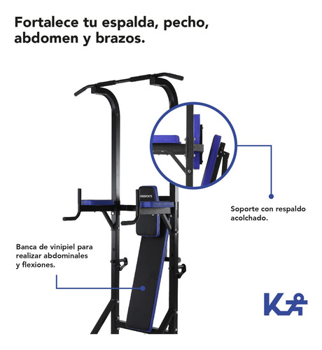 Torre Multifuncional Abdominales Fondos Banco Entrenamiento