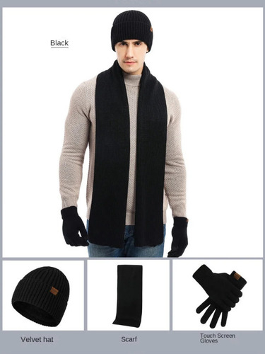Conjunto Unisex De Tres Piezas De Gorro, Bufanda Y W