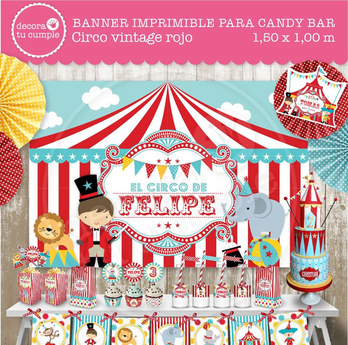 Banner Imprimible Circo Animalitos Candy Bar Cumpleaños