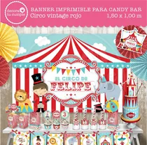 Comprar Banner Imprimible Circo Animalitos Candy Bar Cumpleaños