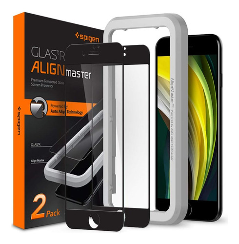 Vidrio Spigen Para iPhone SE 2020 / 8 7 Full + Colocador
