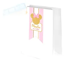 Comprar Cumple Minnie, Tag Bolsita Minnie Dorado Imprimible