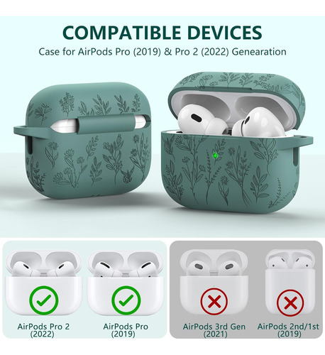 Funda Con Grabado De Flores Para Apple AirPods Pro 2 Gen Con