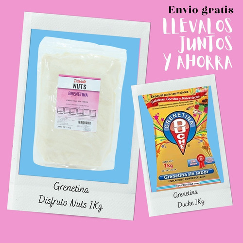 Imagen 5 de 10 de Grenetina 1kg Disfruto Nuts Reposteria Proteína Alimenticia