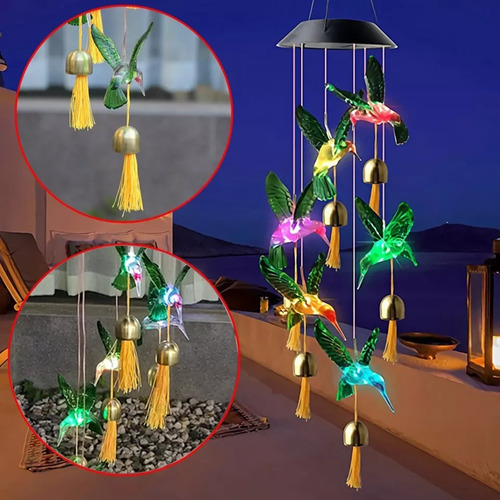 Colgante Colibri Solar Campanillas Diseño Exclusivo