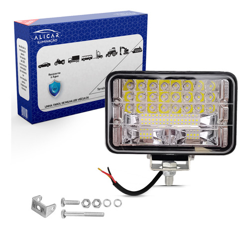 Refletor Luminaria Led Farol 144w Milha Retangular Cor Da Luz Branco Frio 6500k