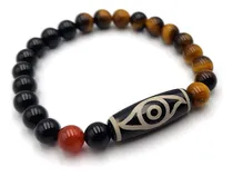 Comprar Pulsera Onix Y Ojo De Tigre Con Dije Piedra Tibetana Dzi