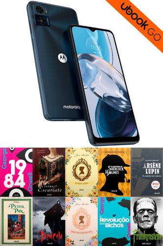 Smartphone Motorola E22 Preto + 10 Audiolivros Audiobooks
