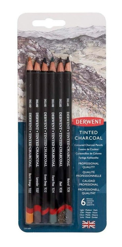 Set 6 Carboncillos De Colores Derwent Tinted Charcoal