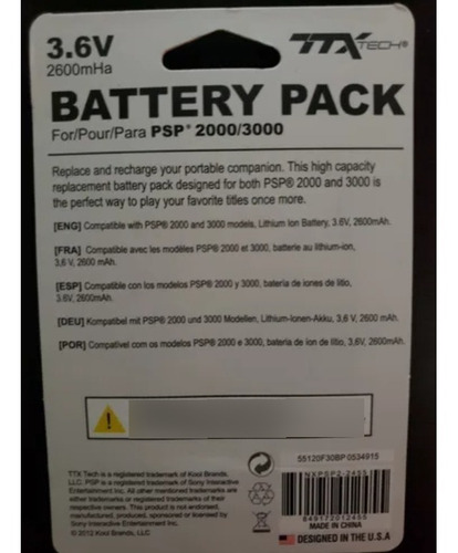 Imagen 3 de 3 de Bateria Psp Slim 2000-3000